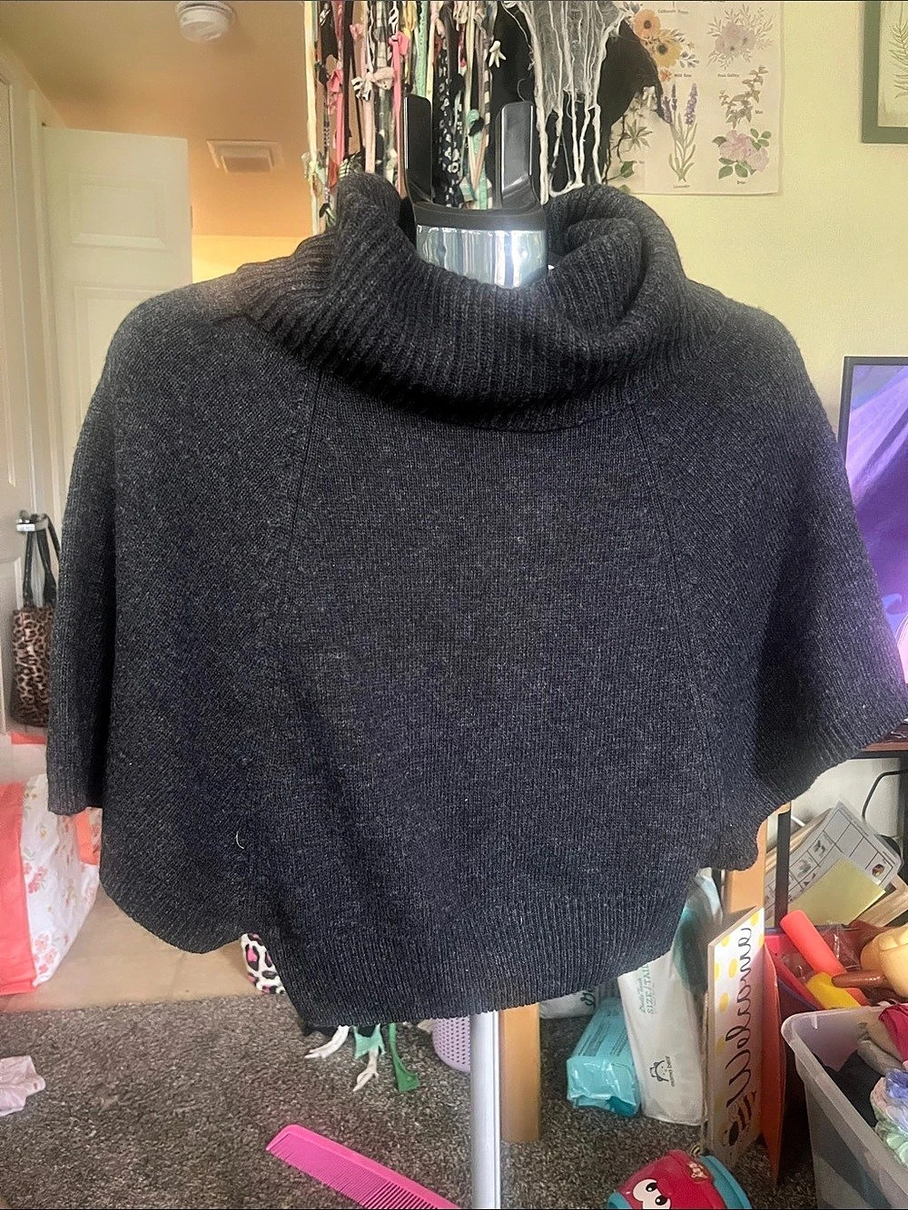 Twenty One Black Cowl Neck Poncho Size S/P Like New